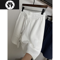 HongZun重点推荐!舒适透气疏孔针织面料男士宽松运动休闲刺绣短裤五分裤