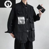 HongZun多口袋工装马甲男夏季日系潮牌宽松机能马夹军事风休闲坎肩外套