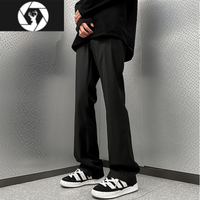 HongZun美式黑色马吉拉西裤男潮牌直筒垂感潮ins高街vibe微喇叭休闲长裤