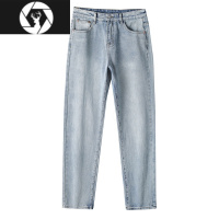 HongZun日系简约百搭重工水洗垂感休闲cityboy潮流通勤直筒牛仔裤
