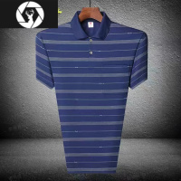 HongZun新款夏装 真口袋翻领休闲爸爸装上衣 中老年夏季男装短袖T恤衫