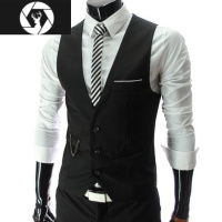 HongZun男士西装马甲韩版修身西服马夹背心春秋薄款休闲英伦风婚礼三件套