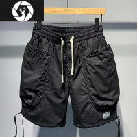HongZun2023夏季薄款速干大口袋工装短裤男潮牌百搭线条抽绳宽松休闲中裤