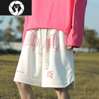 HongZun发泡印花篮球短裤男士夏季新款韩版潮牌中裤港风宽松休闲运动裤子