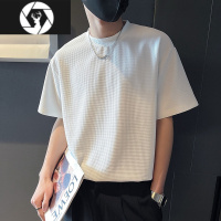 HongZun时尚华夫格白色t恤男短袖潮牌夏季衣服潮流痞帅休闲半袖夏装体恤