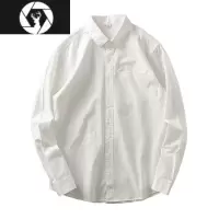 HongZun美式衬衫男短袖夏季休闲外套复古高级感工装白色衬衣