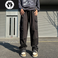 HongZun卡其色伐木工装裤潮牌夏季美式高街休闲裤设计感男款直筒阔腿裤子