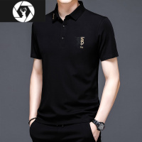 HongZun夏季冰丝翻领短袖t恤男装中青年宽松polo衫潮牌半袖休闲上衣体桖T