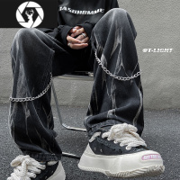 HongZun扎染牛仔裤男款夏季潮牌痞帅炸街直筒长裤设计感小众阔腿休闲长裤