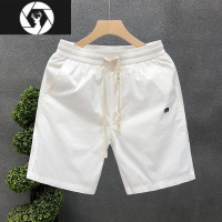 HongZun简约刺绣白色短裤男款夏季外穿薄款沙滩裤男士宽松居家休闲大裤衩