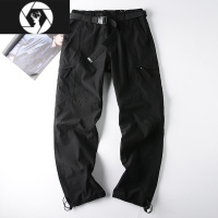 HongZun出户外春秋薄款软壳冲锋裤腰带多口袋工装裤直筒防水休闲裤男