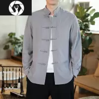 HongZun中国风中式复古唐装衬衫男士亚装汉服休闲中山装茶服禅服