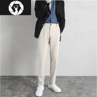 HongZun夏季薄款卡其色裤子男士直筒修身垂感坠感西裤高级感休闲西装长裤