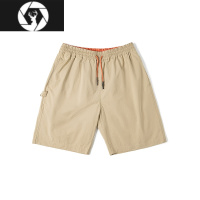 HongZun工装美式休闲抽绳直筒沙滩短裤阿美咔叽宽松透气五分木工裤男