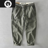 HongZun春夏宽松直筒阿美咔叽工装裤男长裤休闲复古搭配腰带高阶裤子