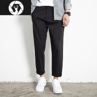 HongZun简质男装夏季薄款裤子男直筒宽松休闲裤男韩版潮流百搭男士九分裤