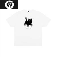 HongZun 夏季短袖T恤圆领趣味流行宽松迷幻黑猫印花休闲男女