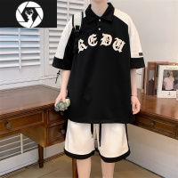 HongZun短袖t恤套装男夏季潮牌polo衫青少年初中生高中学生衣服酷帅穿搭