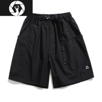 HongZun兔先森夏季日系复古薄款腰带设计短裤男士休闲宽松百搭五分直筒裤