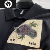 HongZun刺绣玫瑰花~polo衫男短袖翻领夏季大码休闲高端男士t恤潮