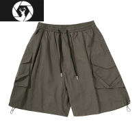 HongZun水曜日定休 夏季日系阿美咔叽宽松多口袋五分裤男街头流行短裤女