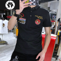 HongZun欧洲站2023夏季新款男士潮牌修身欧货翻领短袖T恤徽章刺绣POLO衫