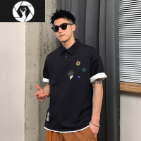 HongZun徐太浪美式嘻哈贴标Polo衫短袖男夏季宽松休闲翻领男士t恤上衣潮