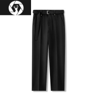 HongZun垂坠感直筒裤男春夏季潮流宽松阔腿拖地小西裤男士西装裤休闲长裤
