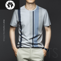 HongZun夏季男士短袖T恤丝光棉潮流半袖打底衫冰丝夏装2023新款男装