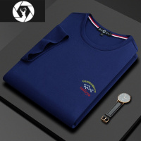 HongZun山系短袖T恤男青中年时尚休闲圆领夏季薄广州十三行无领汗衫