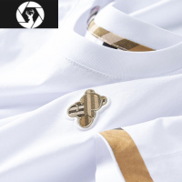 HongZun轻奢夏季薄款长绒棉白色t恤男短袖修身小熊高端欧货圆领半袖男士