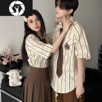 HongZun情侣装夏季衬衫领带一裙一衣设计感小众两件套2023新款潮流jk制服