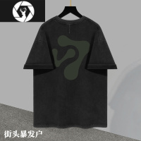 HongZun水洗做旧短袖男士美式小众潮牌情侣半袖T恤女夏季