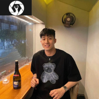 HongZun小熊美式潮牌韩版夏季男士半袖情侣短袖T恤ins