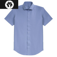 HongZun夏季新款皱免烫竹纤维总裁轻奢商务男修身短袖休闲衬衫