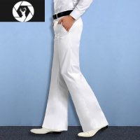 HongZun喇叭裤男夏季宽松大脚裤直筒微喇叭西裤男坠感阔腿裤商务休闲长裤