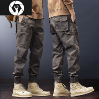HongZun美式工装裤男士春季潮牌配马丁靴宽松束脚哈伦九分春秋休闲长裤子