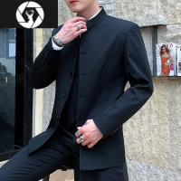 HongZun男士外套中山装青年新中式男装夹克休闲中国风唐装2023春秋季上衣