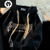 HongZun卫衣男春季美式复古高街休闲外套潮牌日系港风宽松百搭连帽衫