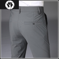 HongZun男士休闲裤冰丝夏季超薄款皱免烫商务西裤直筒修身男裤子