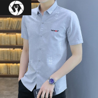 HongZun冰丝短袖衬衫男士夏季薄款韩版潮流商务衬衣休闲寸衫百搭男装