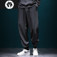 HongZun休闲裤子男士冰丝薄款速干运动裤宽松加大码春秋男款束脚夏季男裤