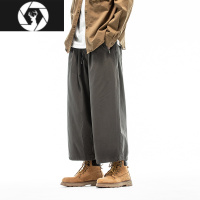 HongZun裤子男夏季薄款直筒九分宽松日系慵懒坠感大学生工装拉链休闲裤潮