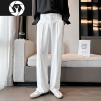 HongZun裤子男2023新款夏季韩版宽松直筒遮肉显瘦小西裤青年休闲拖地裤