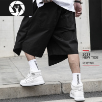 HongZun暗黑不规则短裤男士日系武士风格休闲运动中裤嘻哈跨裤五分裤子男