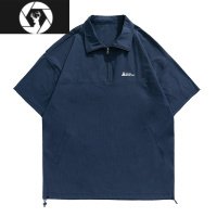 HongZun机能风半拉链polo衫男夏季宽松潮牌短袖防水山系户外休闲翻领t恤