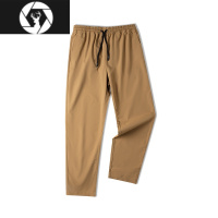 HongZun工装日系四面弹松紧腰皱休闲裤垂感直筒锥形西装长裤子男春