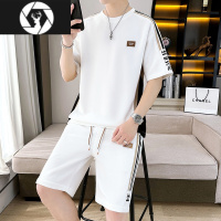 HongZun男士短袖t恤夏季潮流透气冰丝休闲运动男装套装搭配一套帅气衣服