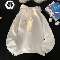 HongZun卫衣男春季潮牌宽松连帽字母印花外套美式港风百搭休闲上衣潮