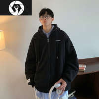 HongZun连帽卫衣男春季新款美式宽松休闲拉链开衫外套潮流简约百搭上衣潮